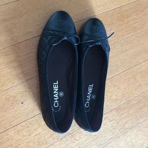 Chanel black quilted classic flats - 36.5